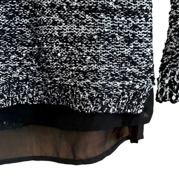 Apt 9 Black & Silver Sparkle V-Neck Knit Sweater Size XS - Picture 4 of 8